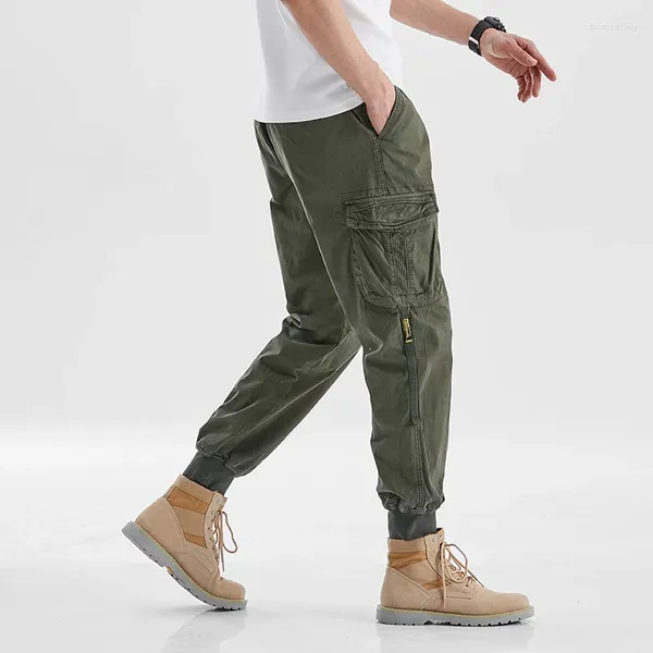 Pantaloni da uomo 2024 Autunno Inverno Multi-Tasche Cargo Uomo Tessuto di cotone sottile Abbigliamento da lavoro Tuta Uomo Pantaloni da lavoro Pantaloni casual sottili