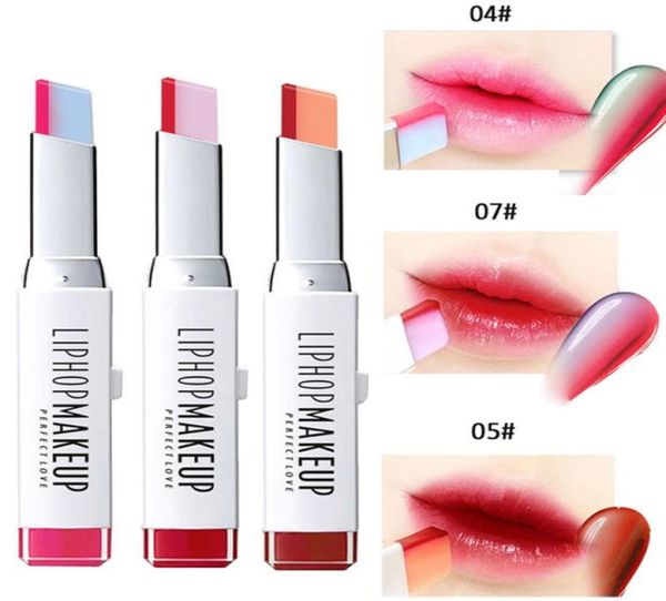 2017 nuova moda hit colore rossetti marca cosmetici impermeabile lunga durata rosso rosa doppio colore corea morso labbra trucco kit1963483