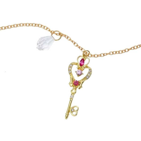 Sailormoon Halskette Designer Damen Top Qualität Anhänger Halsketten Anime Schlüssel Halskette Gold Zauberstab Herz Für Mädchen Frauen Zierlicher Kristallschmuck Bulkpendant