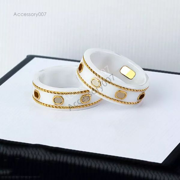 дизайнерские ювелирные кольца Керамические кольца чип дизайнерские украшения 18-каратное золото посеребренное черно-белое скелетон G-кольца люксовый бренд модные ювелирные изделия женщина мужчина подарок на вечеринку