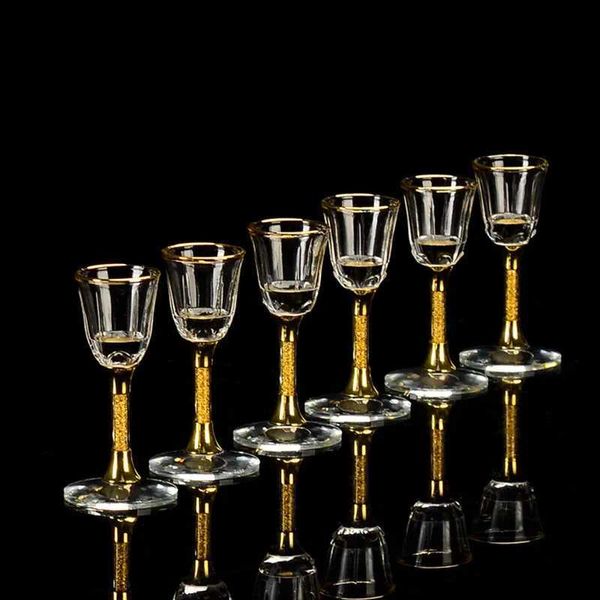 Weingläser, 5–65 ml, kreative Goldfolie, Schnapsglas, bleifreies Kristallglas, Kelch, Wodka, Spirituosen, Wein-Set, Geschenk, luxuriöse goldene kleine Weingläser, YQ240105