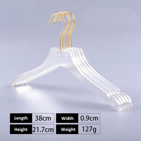 Luxuriöse Kleiderbügel, transparente Acryl-Kleiderbügel mit goldenem Haken, transparente Hemdenhalter mit Kerben für Damen und Kinder. 8364401