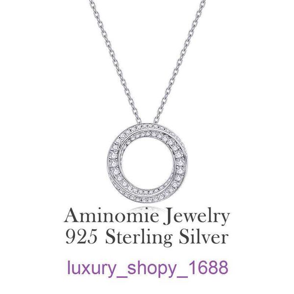 Collana Love di pneumatici per auto designer per donna S925 argento sterling semplice ciondolo rotondo con diamanti pieni luce lusso sensazione di fascia alta con scatola originale