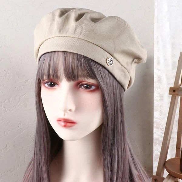 Berets Punk Elegante Herbst Frühling Einfarbig Für Mädchen Brief Koreanische Maler Kappen Britische Beanie Hüte Frauen