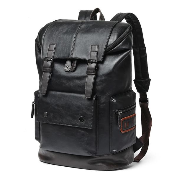 Zaino da uomo in pelle di marca di lusso Zaino da viaggio per laptop di grande capacità per giovani Borsa da scuola per laptop da uomo Mochila 240108