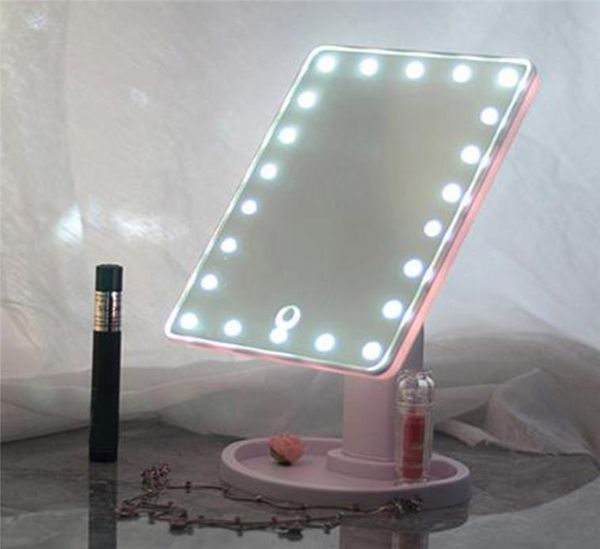 16/22 Luci a LED Touch Sn Specchi per trucco Specchio cosmetico professionale con piano di lavoro regolabile per bellezza sanitaria 360 rotante2737476