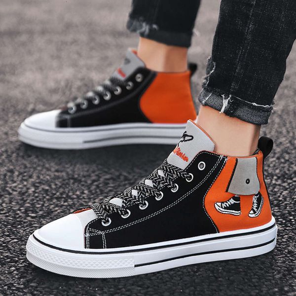 Canvas High Top Herren Trendy Casual Flache Skateschuhe für Damen Outdoor Atmungsaktive rutschfeste Herren Vulkanisierte Sneakers