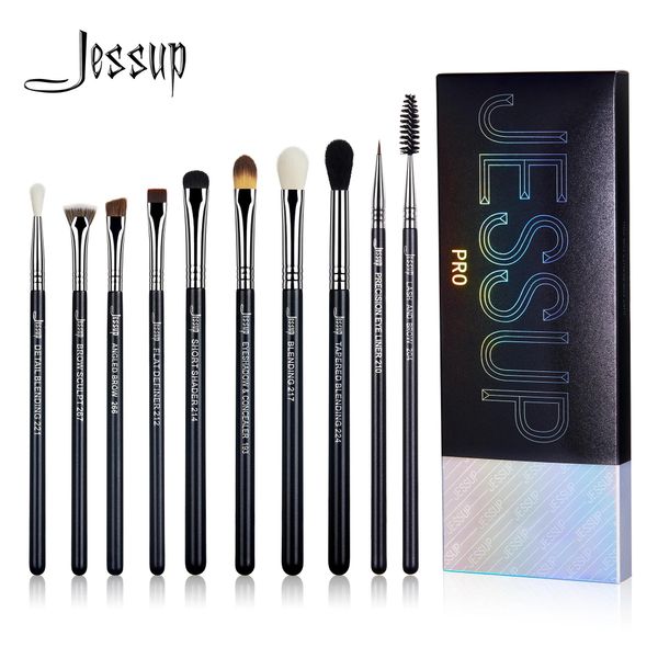 Escovas Jessup Eye Makeup Brushes Set 10pcs Cabelo Sintético Sombra Blending Eyeliner Lash Spoolie Sobrancelha Escova Kits Caixa de Presente T315