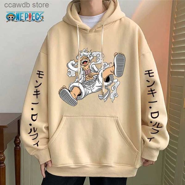 Felpe con cappuccio da uomo New Gear Fifth Rufy Stampato Anime Felpe con cappuccio Sun God Graphic 90s Pullover Casual Streetwear Unisex Autunno Inverno Abbigliamento T240110