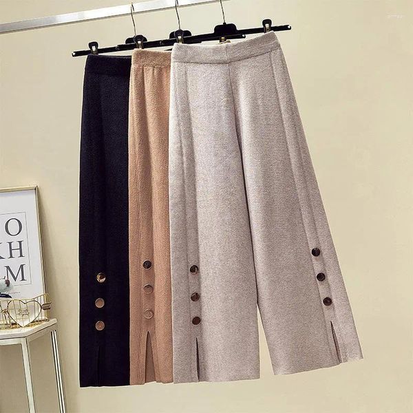 Pantaloni da donna di grandi dimensioni Abbigliamento Fat Sister Drape Knit Bootcut Vita alta Pantaloni larghi casual lavorati a maglia all'ingrosso