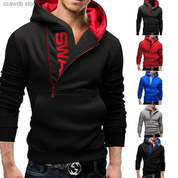 Erkek Hoodies Sweatshirt Yeni Gelişler Sonbahar Moda Erkekler Sıradan İnce Mektup Baskı Kafa Yan Fermuar 6 Renk Kaşmir Sweater Erkek Dış Giyim Üstleri T240110