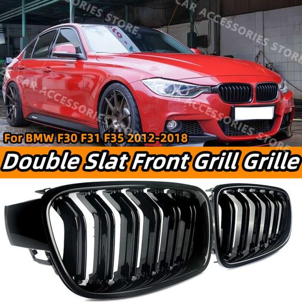 Novo estilo do carro grade dianteira rim dupla slat grill para bmw f30 f31 f35 2012-2018 320i 325i 328i acessórios de automóveis preto brilhante