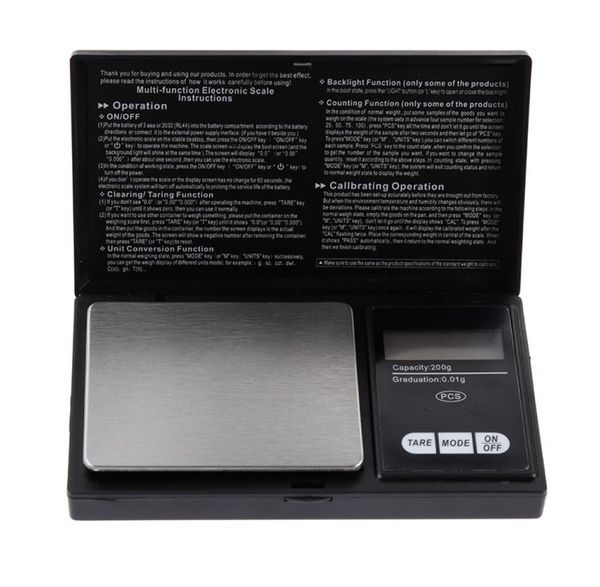 200g001G balanças de pesagem balança de jóias Balança Digital de Bolso Moeda de Prata Ouro Diamante Pesar Balance5506322