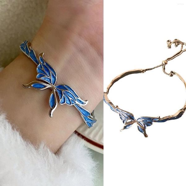 Braccialetti con ciondoli Moda Dreamy Fantasy Bracciale a farfalla blu Femminile Squisito temperamento fatato Regali versatili di gioielli fatti a mano