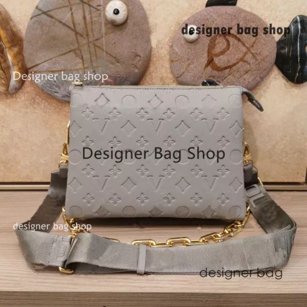 Bolsa de designer 2023 em relevo corrente de couro crossbody saco coussin sacos de ombro 57790 design de três dobras com alça ajustável messange bolsa carteira 57793 qualidade superior