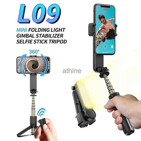 Selfie-Einbeinstative Großhandel L09 Bluetooth Selfie Stick Handheld Pan Tilt Anti Shake Stabilizer Fill Light Bracket vom Hersteller YQ240110