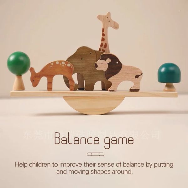 Деревянные балансирующие блоки Монтессори с животными, игрушка для детей, настольная игра с динозаврами для раннего образования, обучающие штабелируемые игры 240110