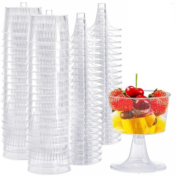 Einwegbecher, Strohhalme, 25 Stück, Dessertbecher, Kunststoff, Martini-Gläser, durchsichtig, hoch, Cocktail-Shooter-Glas, Party, Parfait, Vorspeise, Pudding