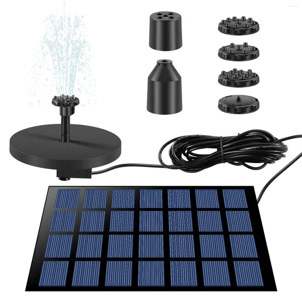 Gartendekorationen Solar-Vogelbad-Brunnenpumpe 9V 2W angetriebenes Wasser für mit 6 verschiedenen Düsen