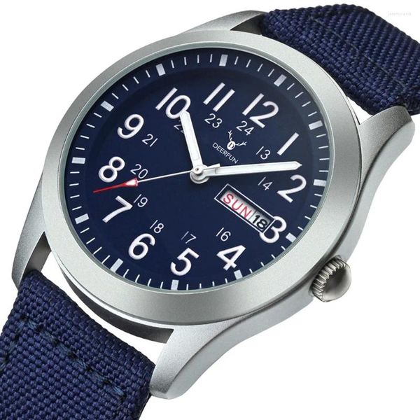 Armbanduhren Original Marke Herren Militär Armbanduhren Wasserdicht Canvas Strap Kalender Klassische Mode Einfache Quarzuhr Für Männer
