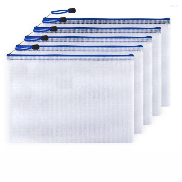 Aufbewahrungstaschen 5PCS A4 Transparent Grid Dokumententasche PVC Wasserdichte Reißverschlusstasche für die Schule zu Hause Organisation