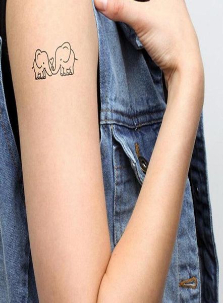 Tatuagens temporárias inteiras, adesivos de tatuagem à prova d'água, arte corporal, pintura para festa, decoração de eventos, elefante preto Whole3794663