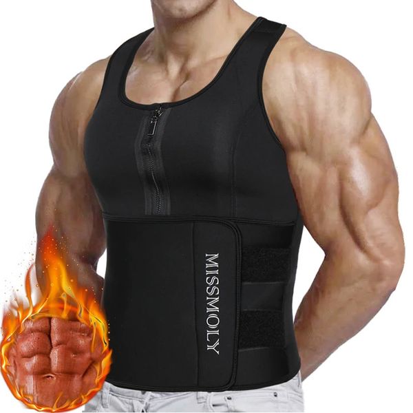 Mens Bel Trainer Yelek Zayıflama Vücut Şakacı Sıkıştırma Gömlek Egzersiz Tankı Top Shapewear Fitness Fanila Yağ Burn Sauna Takım 240109