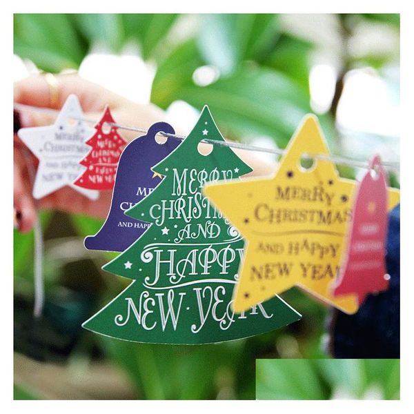 Decorazioni natalizie 1 Set 14 pezzi Natale creativo carino piccola carta pendente campana albero stella confezione Mticolor Consegna goccia all'ingrosso Dhx4R