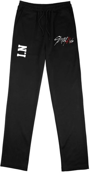 Sweatpants straykids coreano kpop stray crianças sólido preto meados de cintura elástica solta unisex casual esportes jogging calças de moletom longo 2021