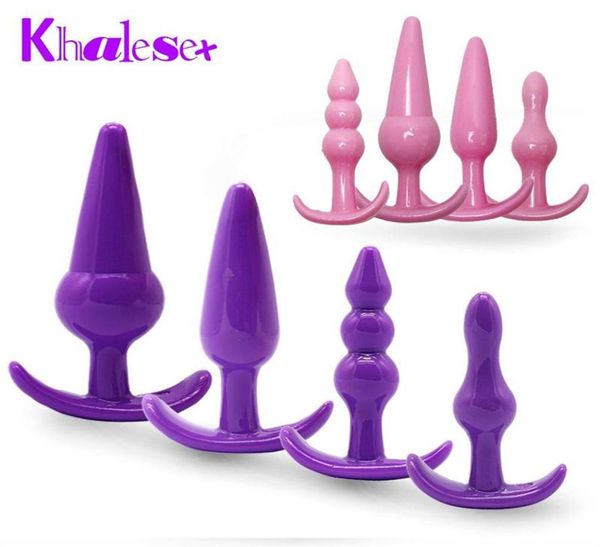 q0228 4Piece Set Set Yumuşak Anal Butt Kadınlar ve Erkekler Yetişkin Butt Fişleri Uyarıcı Seks Ürünleri Mastürbasyon Seks Boncuklar Anal Oyuncaklar Seks T7242942