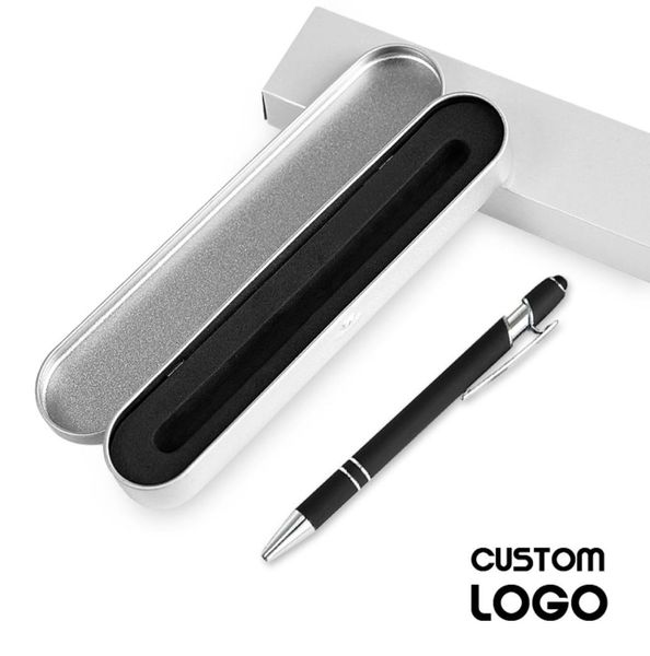 1pc Metall Multifunktions Presse Kugelschreiber Aluminium Geschenk Stift Kapazität Handschrift Touchscreen Stift Individuelles LOGO Mit Box9010278