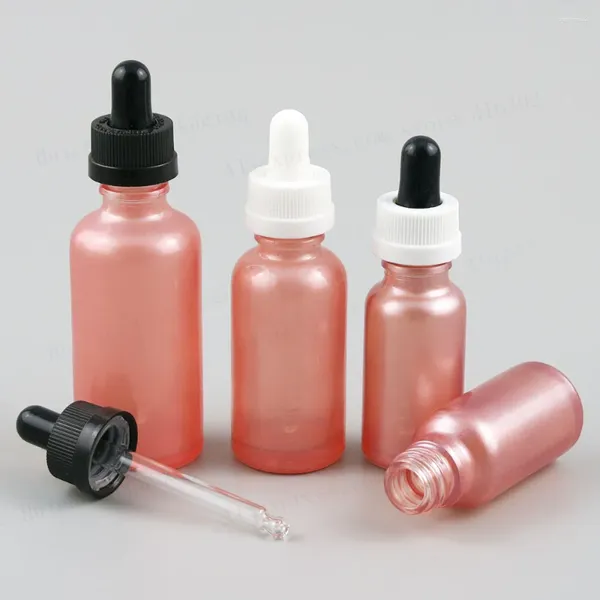Vorratsflaschen 12 x nachfüllbare leere rosafarbene Glasbehälter für ätherische Öle für E-Flüssigkeitsessenz mit 10 ml, 30 ml, 50 ml, 100 ml