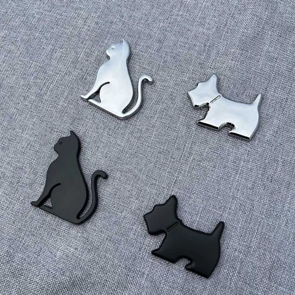 3D Metal Araba Sticker Metal Kedi Köpek Yapıştırıcı Araba Rozeti Emblem Etiket Çıkartma Evrensel Arabalar Moto Bisiklet Araba Stil Dekorasyonu