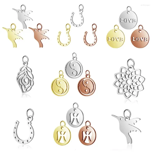 Charms 5 teile/los Liebe Vogel Edelstahl DIY Schmuck Großhandel Geometrische Engel Halskette Machen Anhänger Nie Verblassen Top Qualität