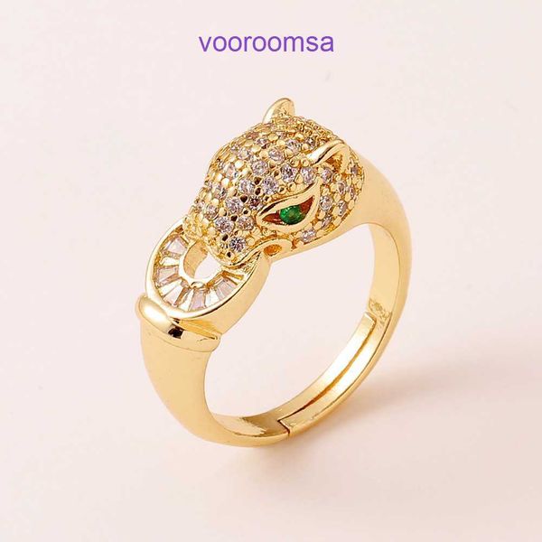 Кольца Картера, женское модное кольцо в стиле хип-хоп, преувеличенное ремесленное бронзовое микронабор, кольцо с цирконом, леопардовое альтернативное женское вечернее кольцо с оригинальной коробкой