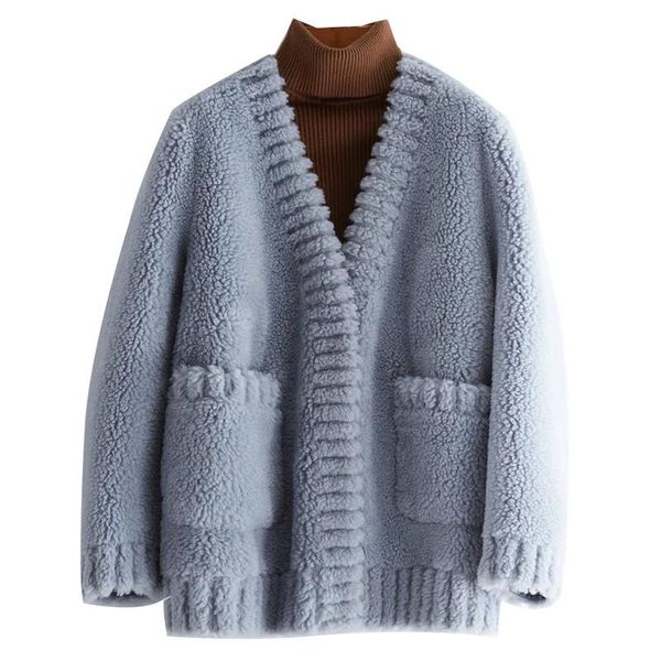 Jacken neue natürliche Wollmantel Frauen echte Schafpelzjacke Licht 30% Wollmantel über Größe warmer Winter kostenlos Versand