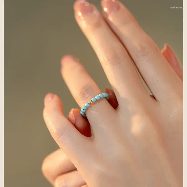 Anéis de cluster 2mm natural kallaite quartzo energia pedra espaçador contas elegante mulher casamento noiva fina anel de dedo artesanato encantos jóias