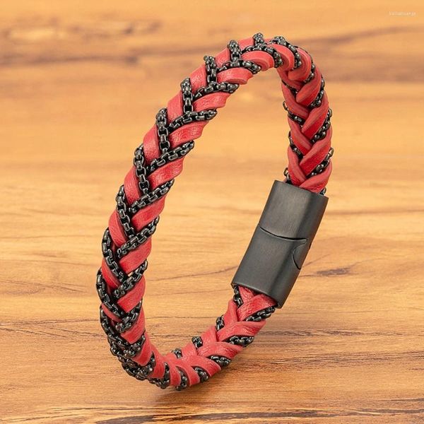 Браслеты-подвески TYO, уникальный дизайн, плетеная кожа из нержавеющей стали, мужской браслет с магнитной застежкой, 4 цвета, браслет в стиле хип-хоп, подарок на день рождения