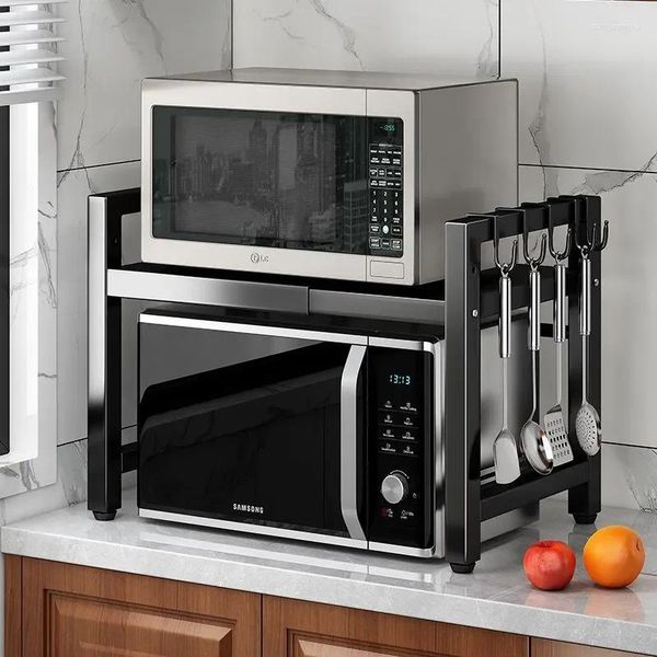 Küche Lagerung Halter Versenkbare Regale Mikrowelle Rack Haushalt 2 Schicht Desktop Multifunktionale Schrank Hause Appliance