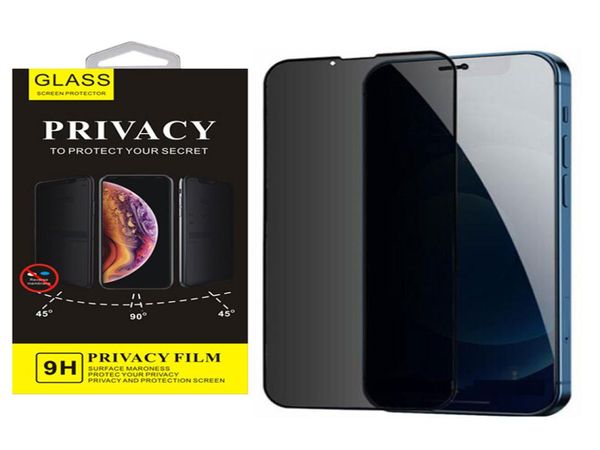 Protetor de tela de vidro temperado 9D de privacidade premium para iPhone 13 12 Mini 11 Pro Max XR XS 7 8 Plus AntiSpy Full Cover1421614