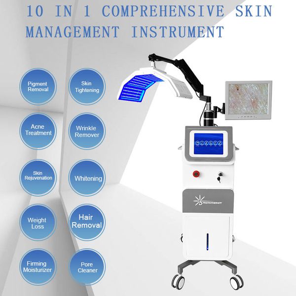 273 contas 7 cores PDT LED terapia suavização de pele colágeno reconstruir 10 em 1 vácuo RF Bio microdermoabrasão bolha máquina de hidratação de pele limpa