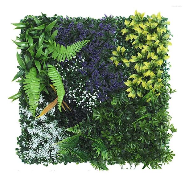 Fleurs décoratives Décoration murale de pelouse en plastique vert vif, taille 50x50cm, parfaite pour ajouter une touche de nature à votre salon