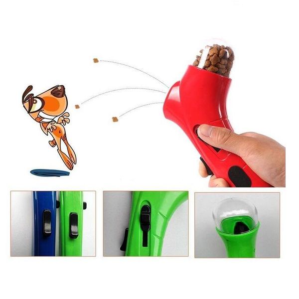 Altre forniture per cani 100 pezzi Lanciatore di dolcetti per animali domestici Pistola a spruzzo per cibo per animali domestici Catapt per cani Gatti Giocattolo interattivo per esterni Consegna a domicilio Dhmcs