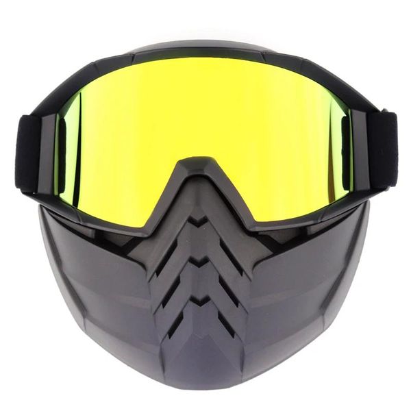 Brille Retro Motorradbrille abnehmbare Gesichtsmaske staubdes ATV Dirt Bike Paintball Goggle Antiscratch Uv400 Eyewear für Männer Frauen