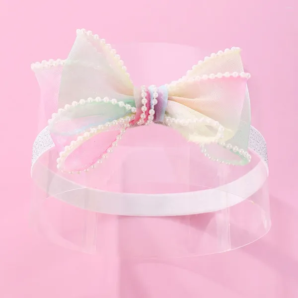 Saç Aksesuarları 12 PCS Gradyan Gökkuşağı Renk Tutu Bow Head Bands Tül Bowknot Doğum Mezar Moda Butiği Kızlar için