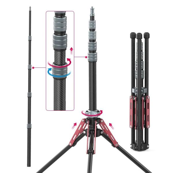 Monopoden Ulanzi MT49 Professionelles Kohlefaser -TripoD Monopod Digitalkamera -Tripode für Reisen DSLR Videokamera Ständer 195 cm geeignet