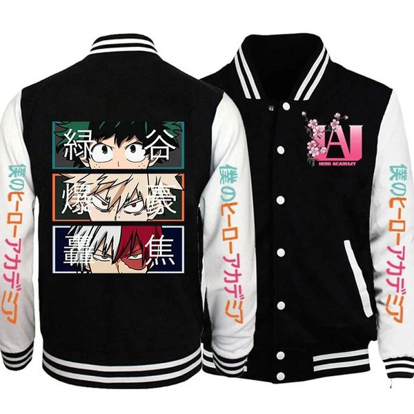 Anime bombacı ceketim kahraman akademim çok todoroki bakugou deku grafik anime varsity beyzbol bombacı ceket unisex ceketler 240109