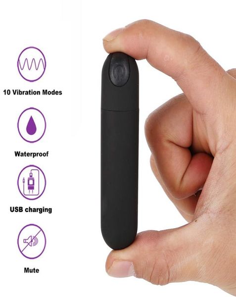 Vibrador USB recarregável forte, produto sexual adulto, 10 velocidades, mini formato de bala, à prova d'água, estimulador de ponto G Y184805489