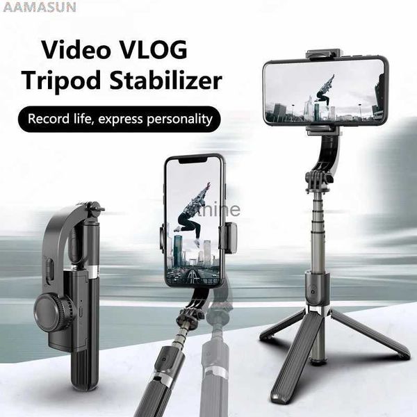 Selfie Monopods Aamasun Bluetooth El Taşınağı Gimbal Sabetleyici Açık Tutucu Kablosuz Selfie Stick Ayarlanabilir Selfie Stand Selefi Telefon için IOS Androd YQ240110