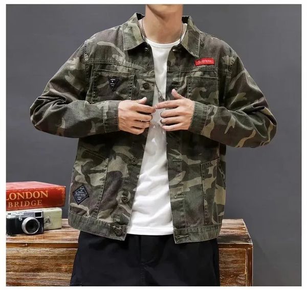 Camouflage Jacke Herren Frühling und Herbst Sport Baseball Kleidung Denim 240109